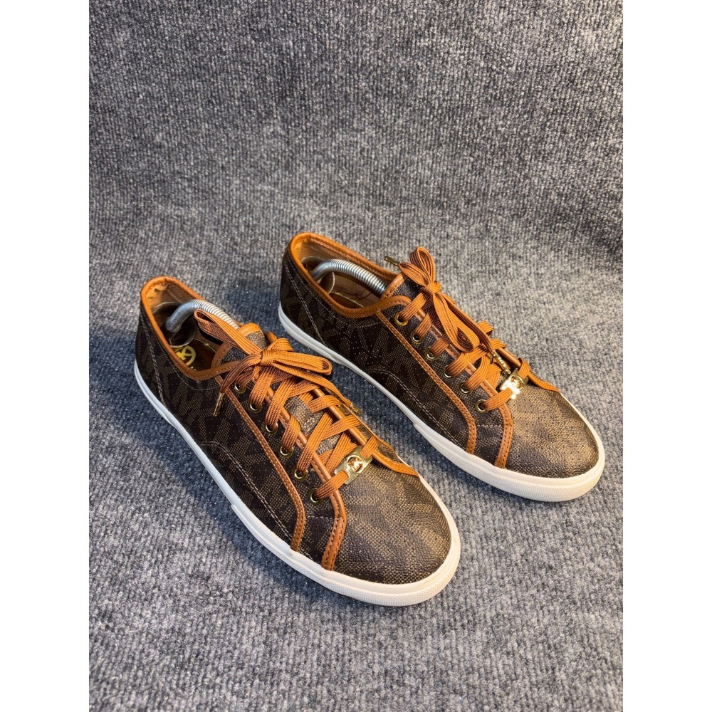 Michael Kors Boerum Sneakers Womens 11M Brown Black Perforated Round Toe Lace Up - Picture 2 of 15
